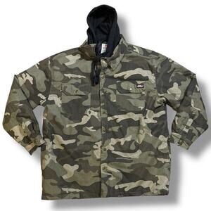 Dickies Work Jacket Mens Hooded Camouflage Hunting Full Zip Coat Size 2XL